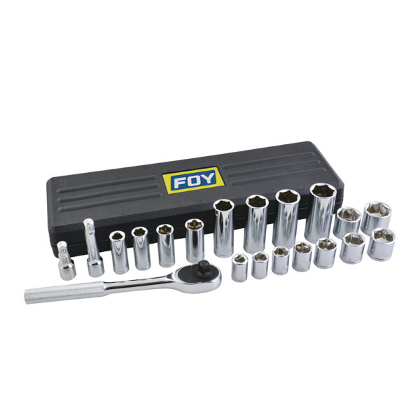 Juego de dados y accesorios cuadro de 3/8" en pulgadas, 20 piezas Foy