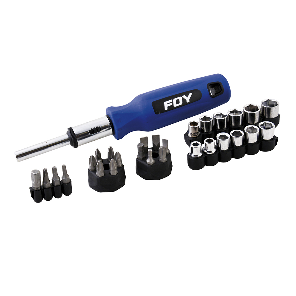 Juego de puntas y accesorios hexágono de 1/4", 29 piezas Foy