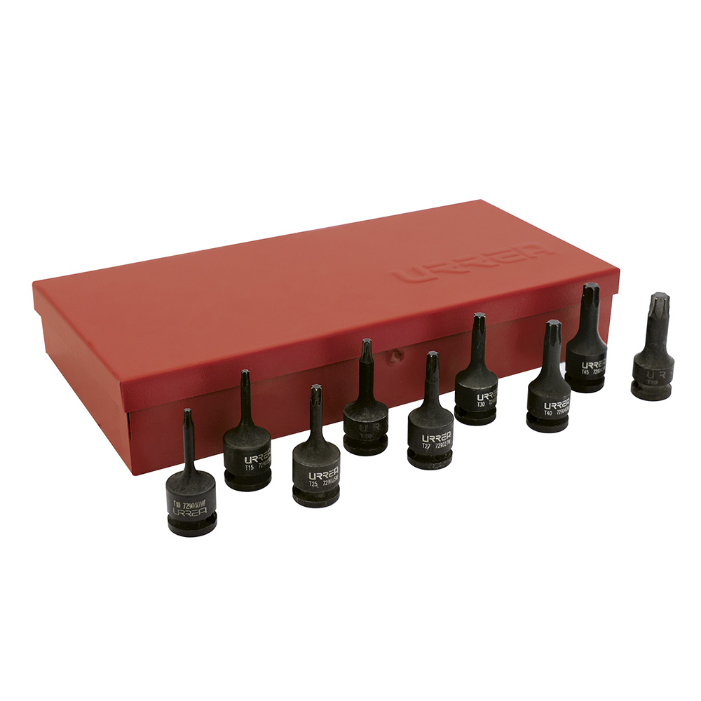 Juego de dados de impacto con punta Torx cuadro de 3/8", 9 piezas Urrea