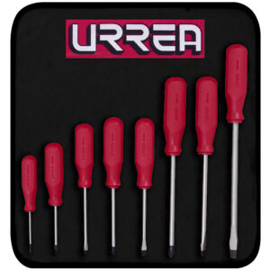 Juego de destornilladores con mango rojo, combinados, 8 piezas Urrea