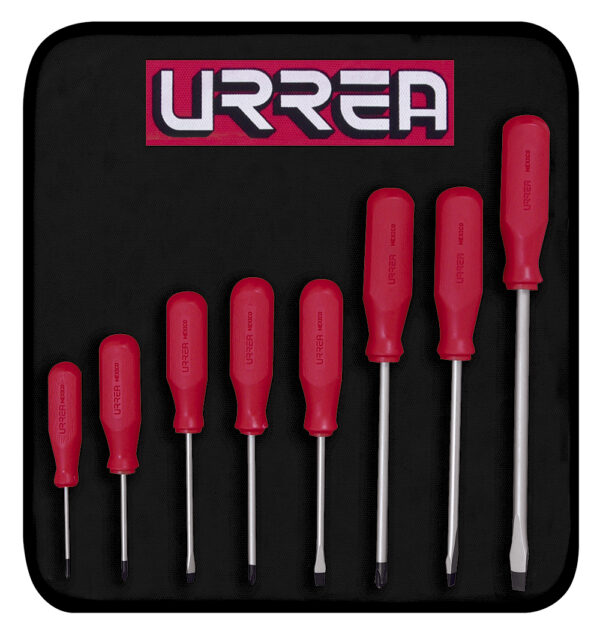 Juego de destornilladores con mango rojo, combinados, 8 piezas Urrea