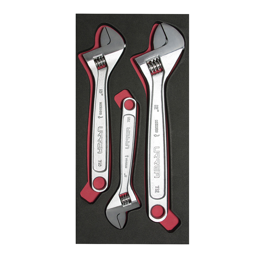 Juego de llaves ajustables cromadas, 3 piezas Urrea