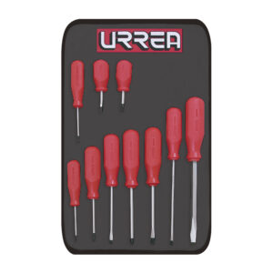 Juego de destornilladores con mango rojo, combinados, 10 piezas Urrea