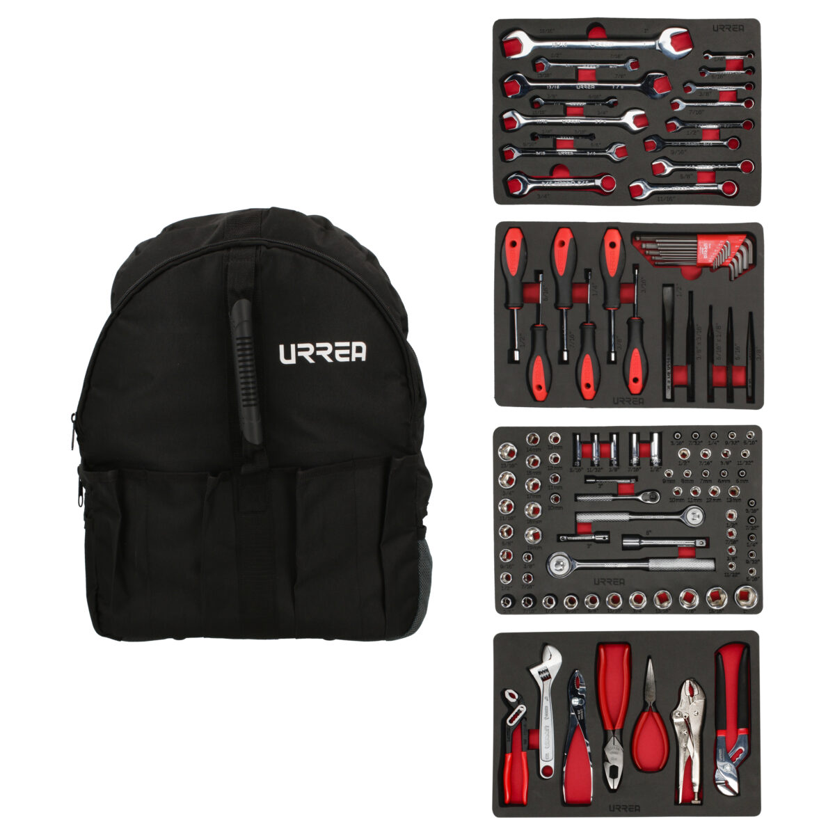 Juego combinado de herramienta para mecánico, 102 piezas con mochila Urrea