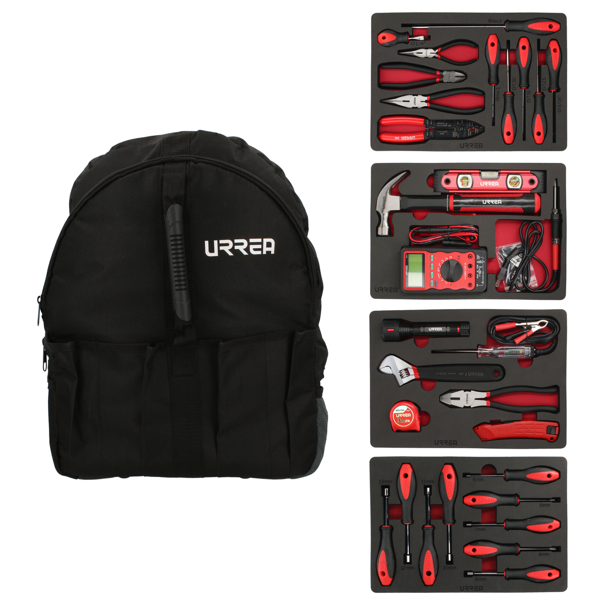 Juego combinado de herramientas para eléctrico, 31 piezas con mochila Urrea