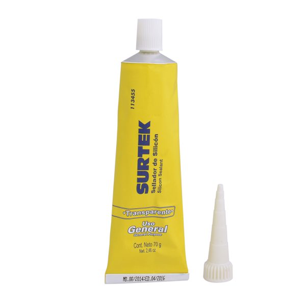 Silicón en tubo transparente, 70 gr Surtek 113455