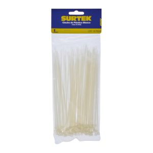 Cinchos plásticos 165 x 2.5 mm, tensión 8 Kg de 100 piezas, color natural Surtek 114202