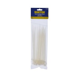 Cinchos plásticos 160 x 4.8 mm, tensión 27 Kg de 50 piezas color natural Surtek 114206
