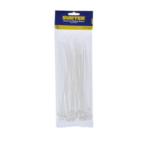 Cinchos plásticos 203 x 3.6 mm, tensión 18 Kg de 50 piezas color natural Surtek 114208