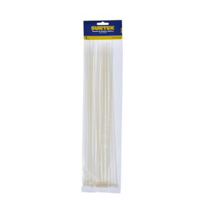 Cinchos plásticos 368 x 4.6 mm, tensión 22 Kg de 25 piezas color blanco Surtek 114214