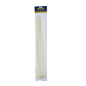 Cinchos plásticos 500 x 4.8 mm, tensión 27 Kg de 25 piezas color blanco Surtek 114218