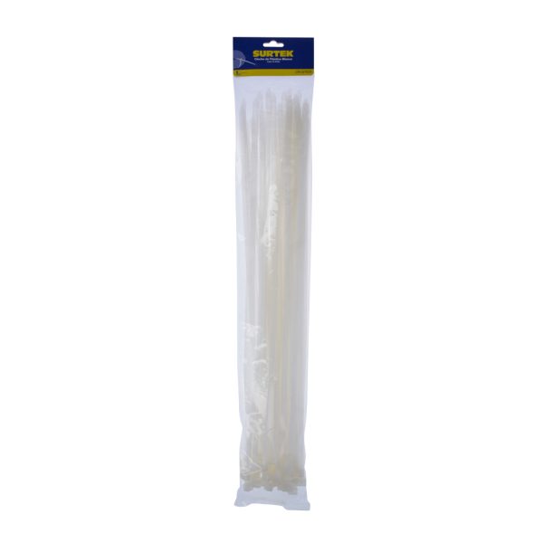Cinchos plásticos 550 x 8.8 mm, tensión 70 Kg de 50 piezas color blanco Surtek 114231
