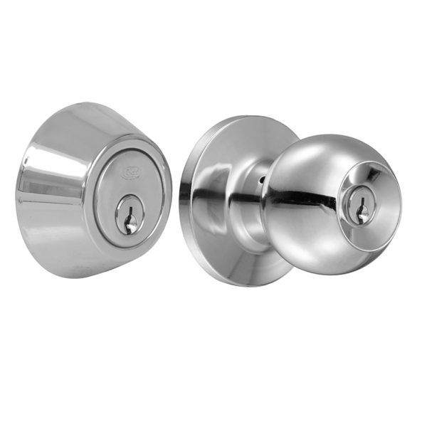 Combo de pomo tubulares de bola función sencilla, acero inoxidable, llave estándar, blíste Lock 11CB