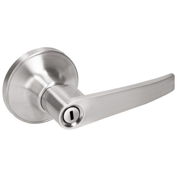 Manija tubular recta función baño, níquel satinado, llave estándar, blíster Lock 11MA
