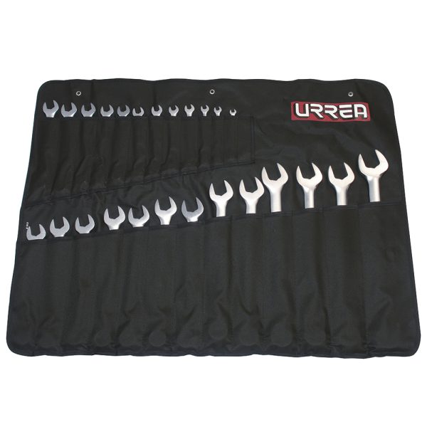 Juego de llaves combinadas satinadas métricas, 12 puntas, 25 piezas Urrea 1200QMA