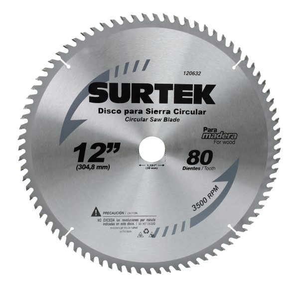 Disco para sierra circular para corte madera 60 dientes, 7-1/4" Surtek 120603