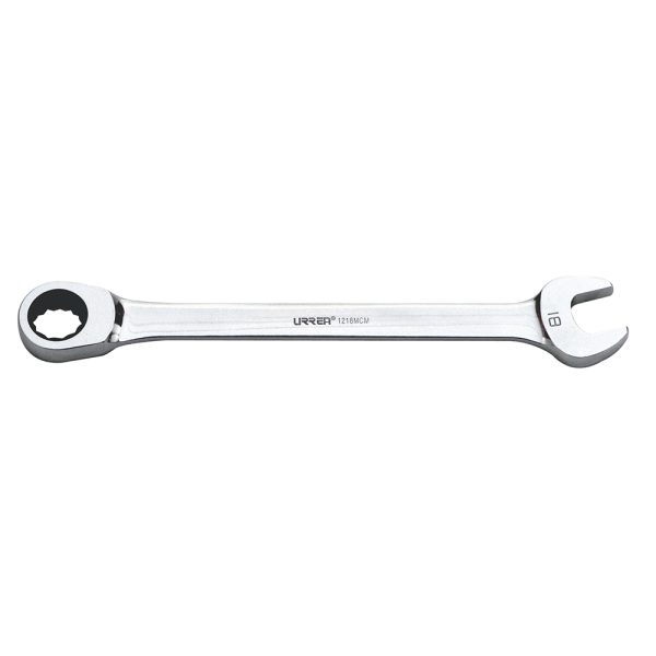 Llave combinada pulido espejo de matraca métrica, 12 puntas, 18 mm Urrea 1218MCM