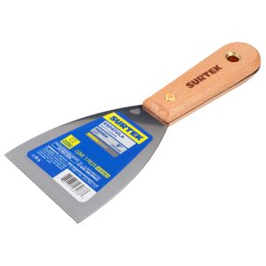 Espátula rígida de acero de alto carbón con mango de madera 3" Surtek 123083
