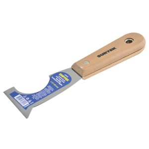Espátula rígida de acero de alto carbón con raspador con mango de madera 2-1/2", 5 en 1 Surtek 123092