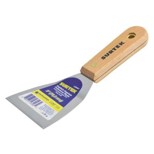 Espátula rígida angulada de acero de alto carbón con mango de madera 3" Surtek 123093