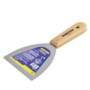 Espátula flexible de acero de alto carbón con mango de madera 4" Surtek 123104