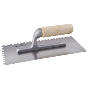 Llana dentada cuadrada de acero al alto carbón con mango de madera 11" x 5" Surtek 123185