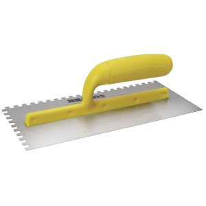Llana dentada cuadrada de acero al alto carbón con mango plástico 11" x 5" Surtek 123188