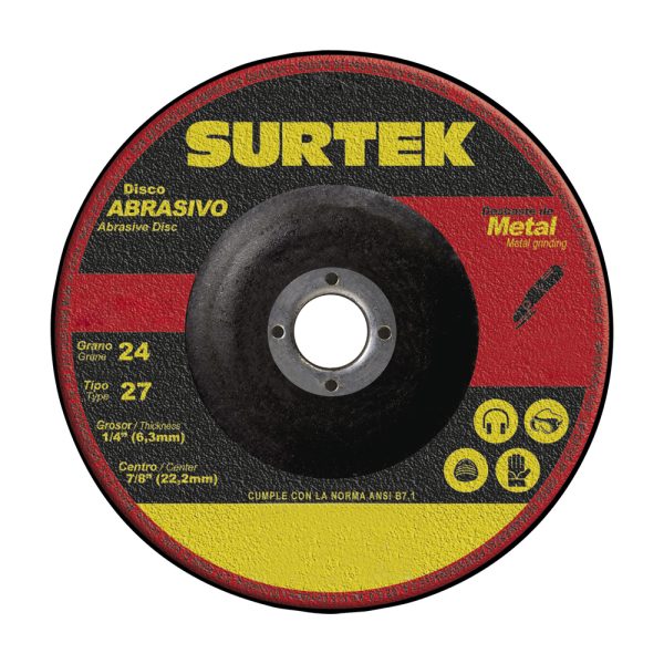 Disco abrasivo tipo 27 para metal 9" x 1/4" Surtek 123322