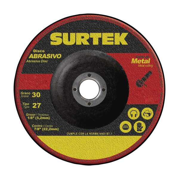 Disco abrasivo tipo 27 para metal 7" x 1/8" Surtek 123326
