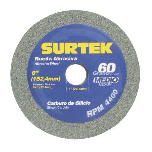 Rueda abrasiva de carburo de silicio grano 60, 6" x 3/4" Surtek 128030