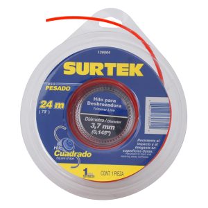 Nailon para desbrozadora cuadrado, 3.7 mm x 24 m Surtek 130804