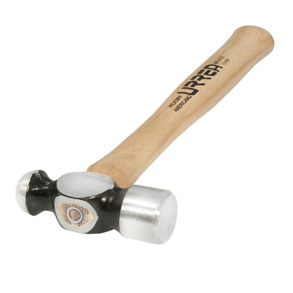 Martillo maquinado de bola con mango de madera hickory Americano de 13", 16 oz Urrea 1316P