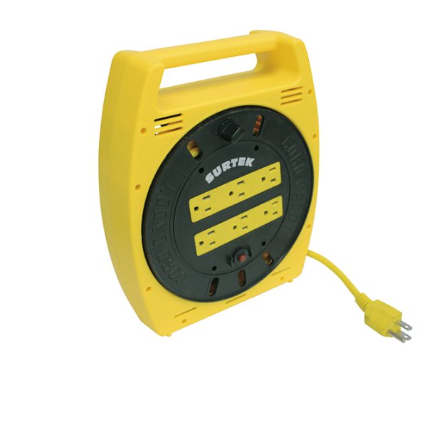 Multicontacto 6 entradas tipo carrete con extensión eléctrica 6 m Surtek 136035