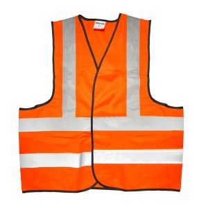 Chaleco de seguridad con cintas reflejantes plateadas naranja unitalla Surtek 137377