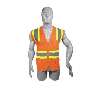 Chaleco de seguridad de alta visibilidad con cierre y 6 bolsas naranja unitalla Surtek 137496