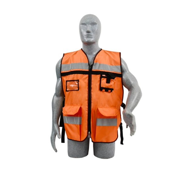 Chaleco de seguridad tipo supervisor abierto con reflejante naranja unitalla Surtek 137591