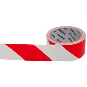 Cinta de señalización de adhesivo acrílico ancho 2" de 18 m, color blanco/rojo Surtek 138061