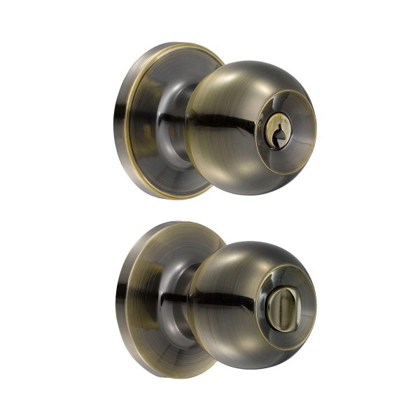 Pomo tubular bola función recámara, latón antiguo, llave estándar, blíster Lock 13PO