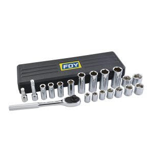Juego de dados y accesorios cuadro de 3/8" métrico, 20 piezas Foy 140437