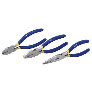 Juego de pinzas para electricista con mango con doble plastisol, 3 piezas Foy 142049
