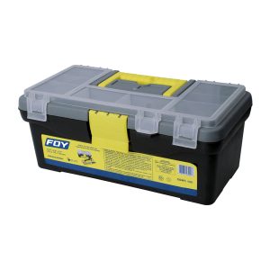 Caja portaherramientas plástica con broches plásticos y organizador 12" x 6" x 5" Foy 143200