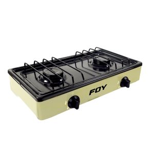 Estufa de gas 2 quemadores de acero inoxidable color beige Foy 144705