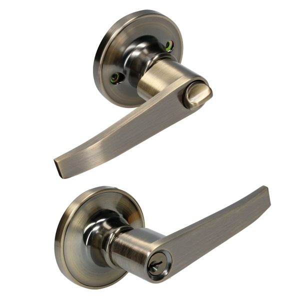 Manija tubular recta función entrada y recámara, latón antiguo, llave estándar, blíster Lock 14MA