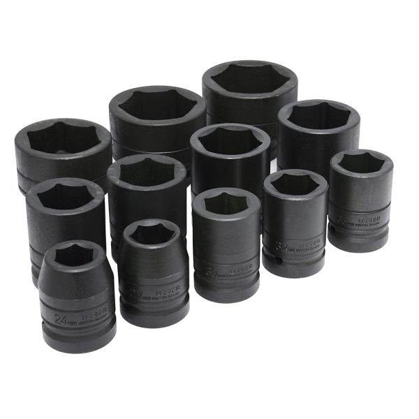 Juego de dados de impacto cuadro de 1", 6 puntas, métricos, 12 piezas Urrea 15201