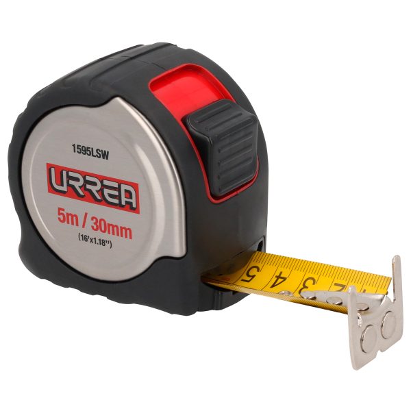Flexómetro con carcasa de acero inoxidable 5 m x 30 mm Urrea 1595LSW