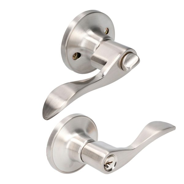 Manija tubular curva función entrada y recámara, níquel satinado, llave estándar, blíster Lock 16MA