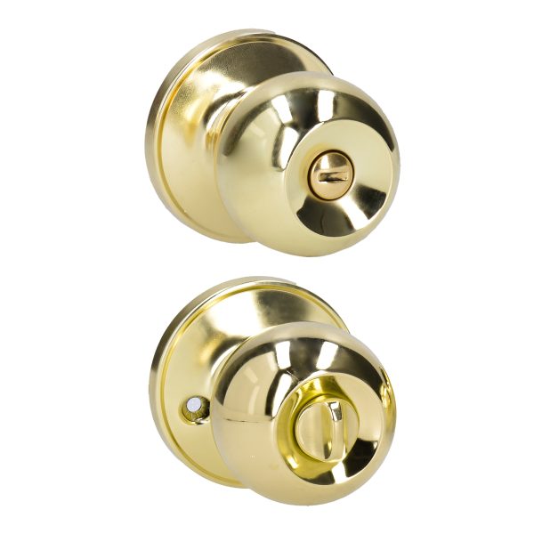 Pomo tubular bola función baño, latón brillante, blíster Lock 17PO