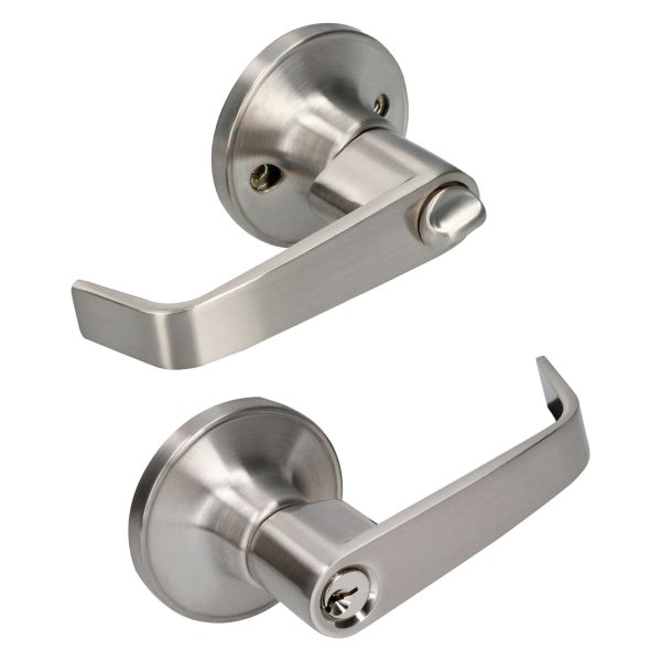 Manija tubular plana función entrada y recámara, níquel satinado, llave estándar, blíster Lock 22MA