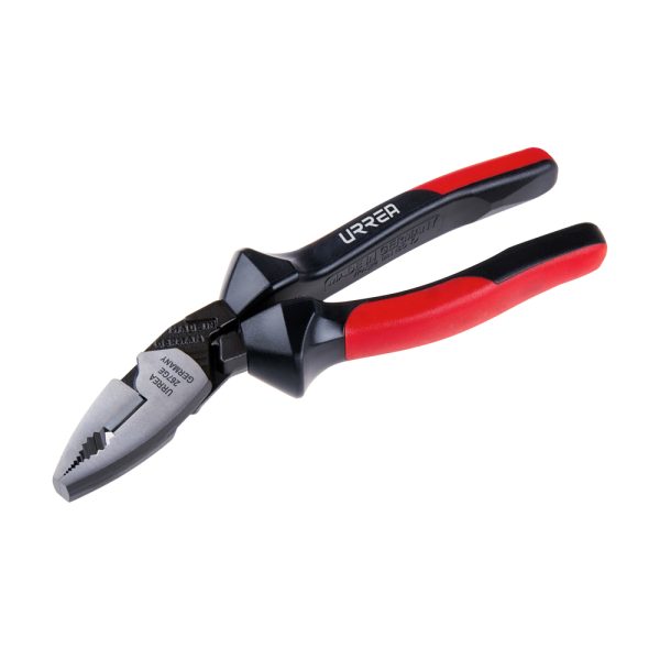 Pinza para electricista con mango bimaterial ergonómica de 25° de 7-1/2" alta palanca Urrea 267GE