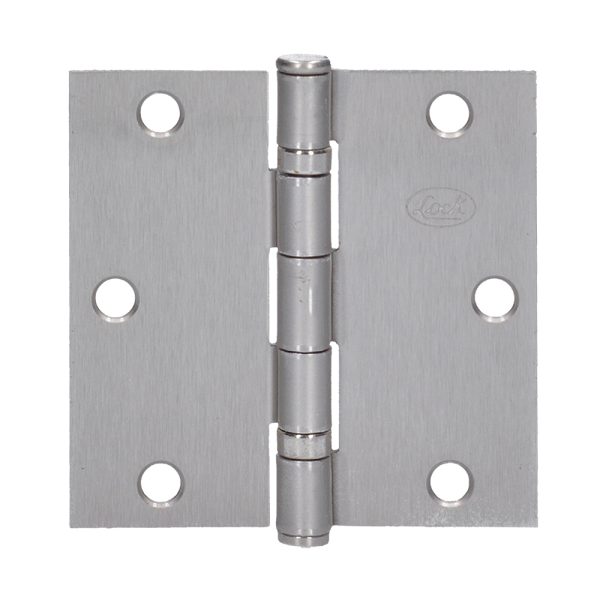 Bisagra cuadrada arquitectónica con balero de acero níquel satinado 4" x 4" Lock 33BL